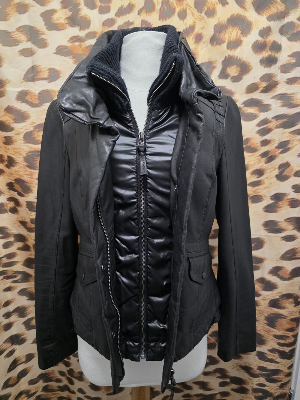 Mackage 3-in-1 Y2K Black Leather Jacket & Vest Combo - Size S